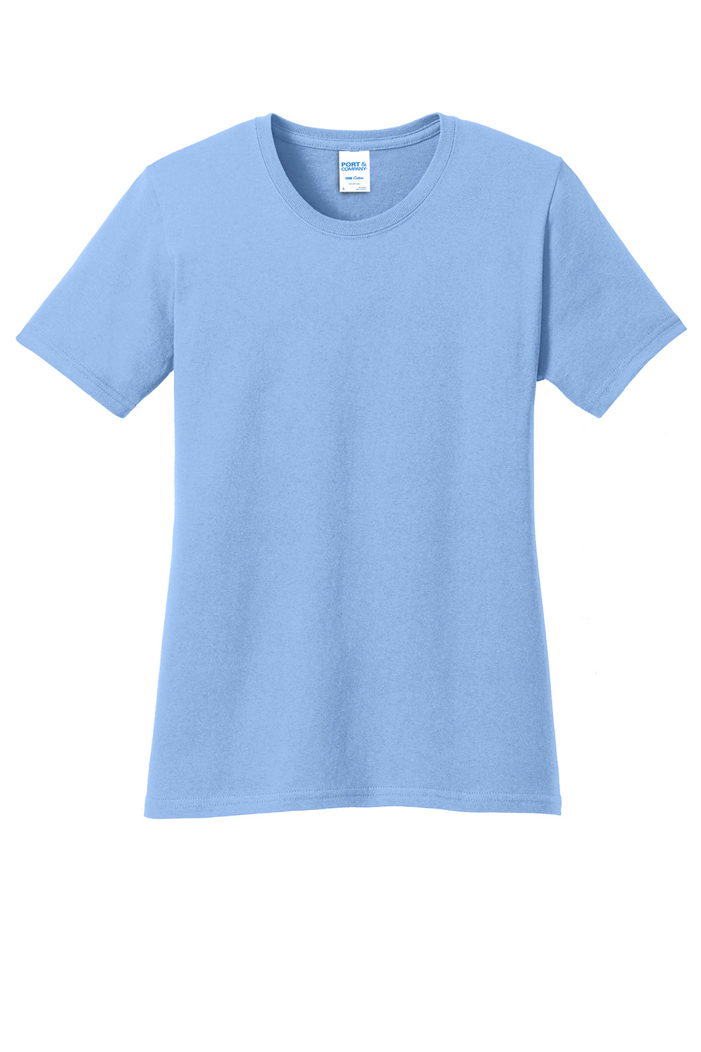 Port & Company LPC54 Womens Core Short Sleeve Crewneck T-Shirt Light Blue Flat Front