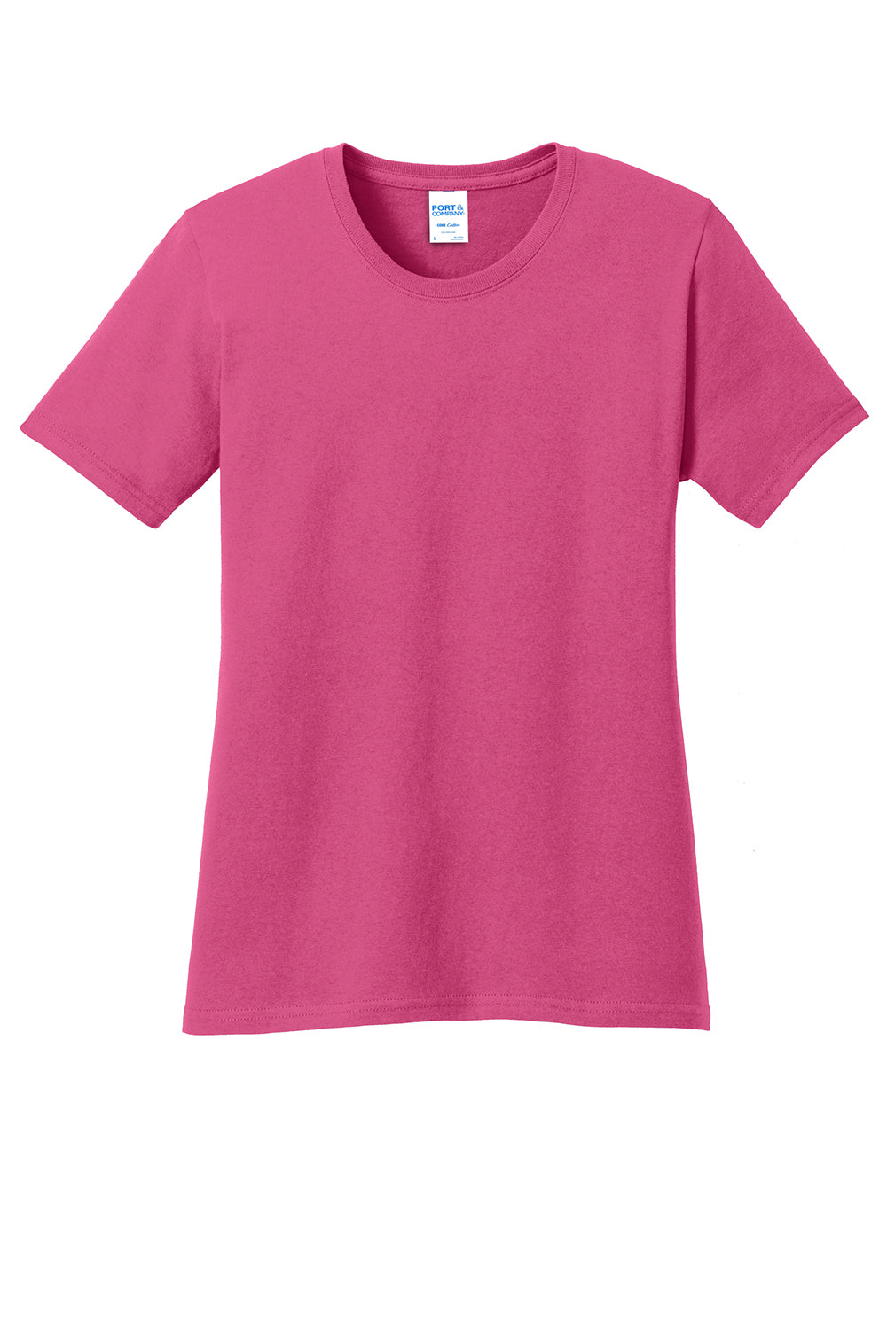 Port & Company LPC54 Womens Core Short Sleeve Crewneck T-Shirt Sangria Pink Flat Front