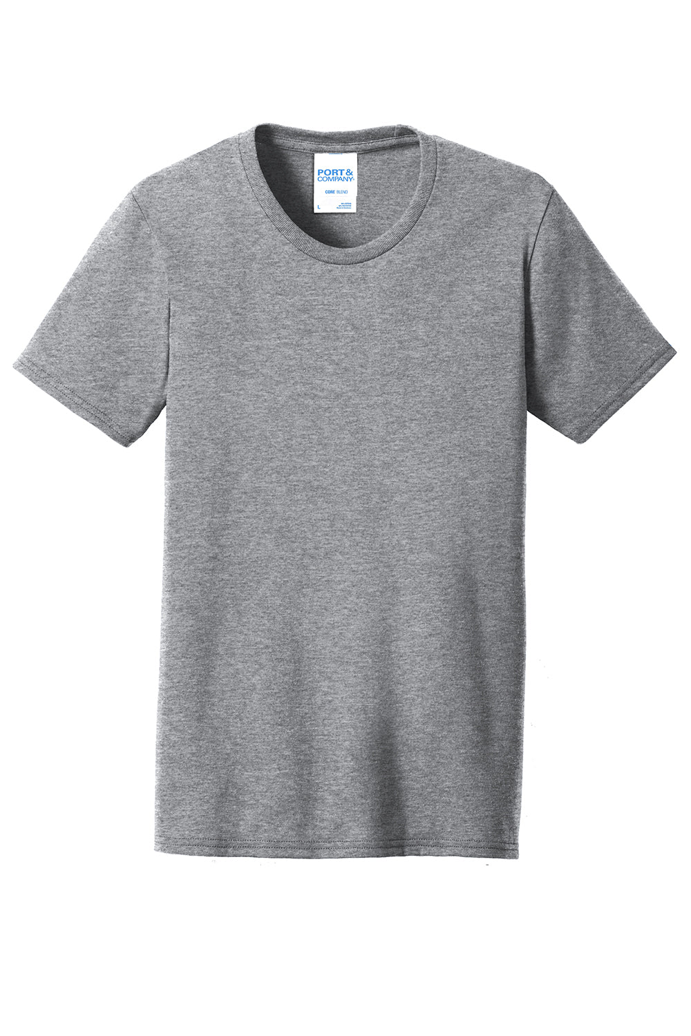 Port & Company LPC55 Womens Core Short Sleeve Crewneck T-Shirt Heather Grey Flat Front