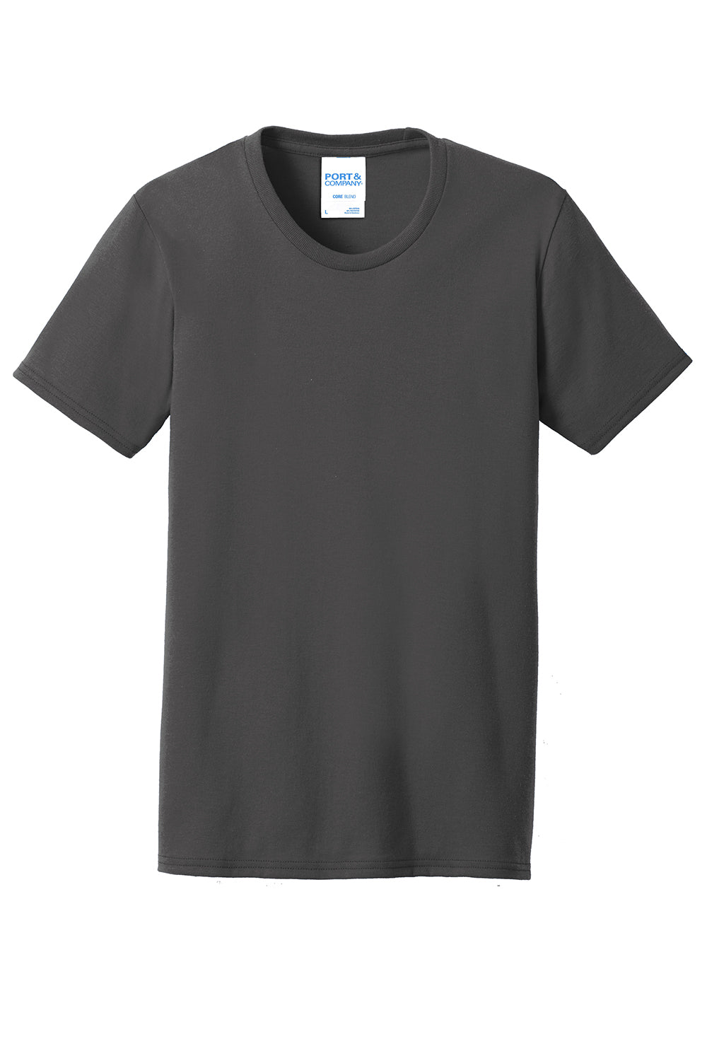 Port & Company LPC55 Womens Core Short Sleeve Crewneck T-Shirt Charcoal Grey Flat Front