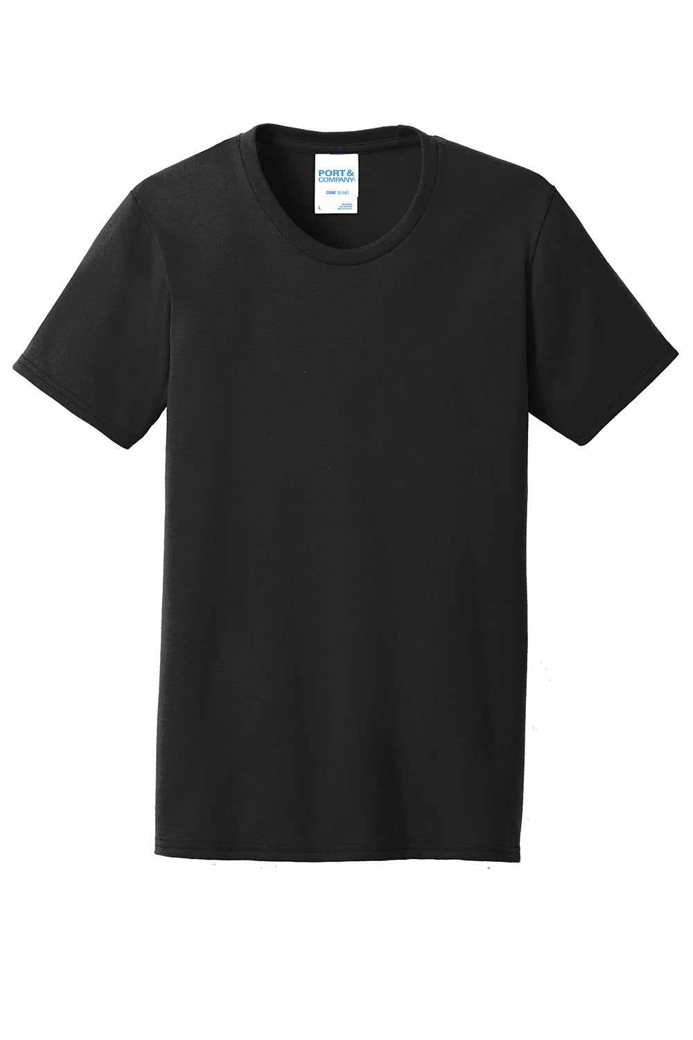 Port & Company LPC55 Womens Core Short Sleeve Crewneck T-Shirt Jet Black Flat Front