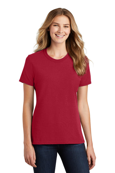 Port & Company LPC55 Womens Core Short Sleeve Crewneck T-Shirt Red Model Front