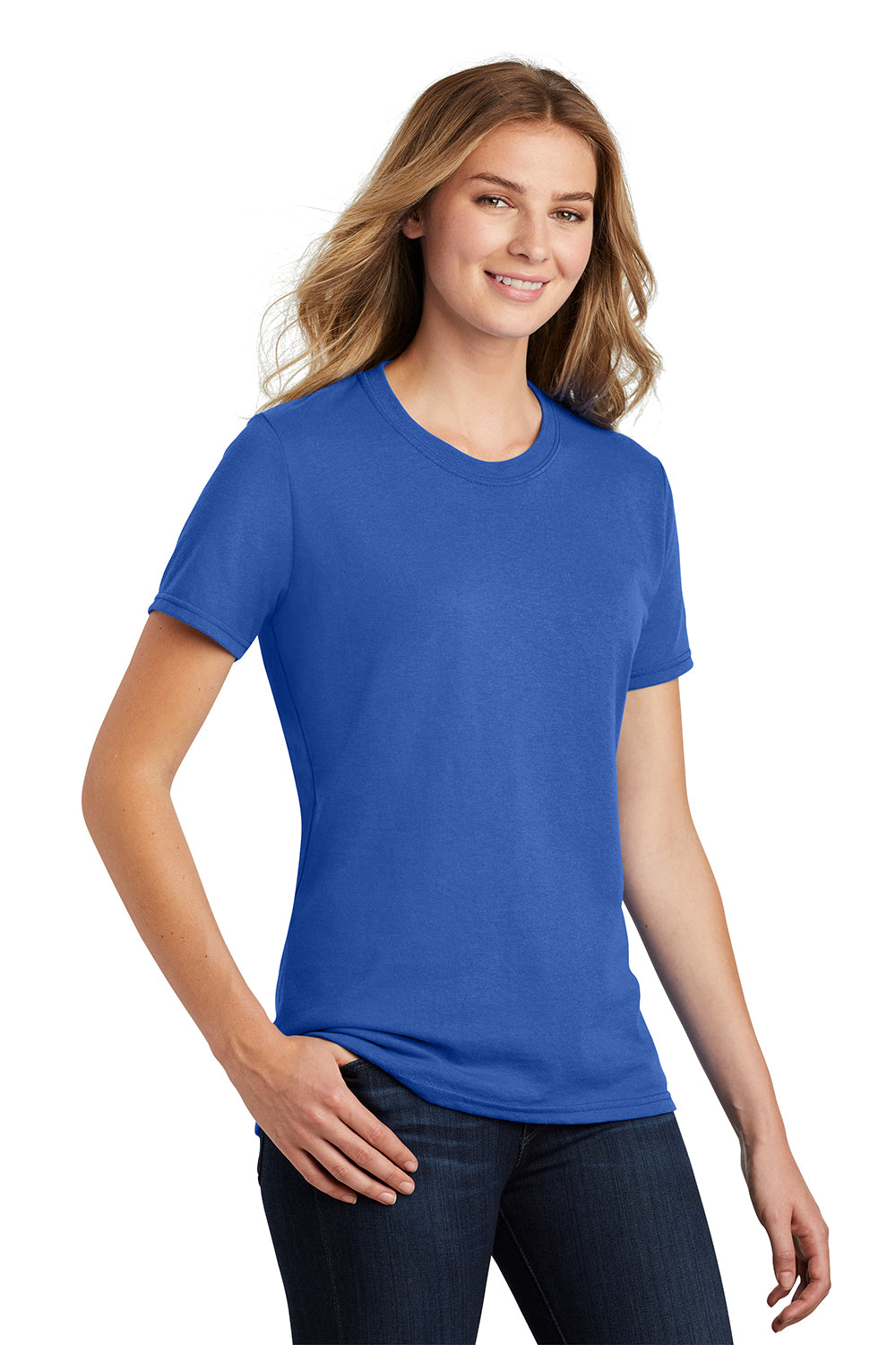 Port & Company LPC55 Womens Core Short Sleeve Crewneck T-Shirt Royal Blue Model 3q