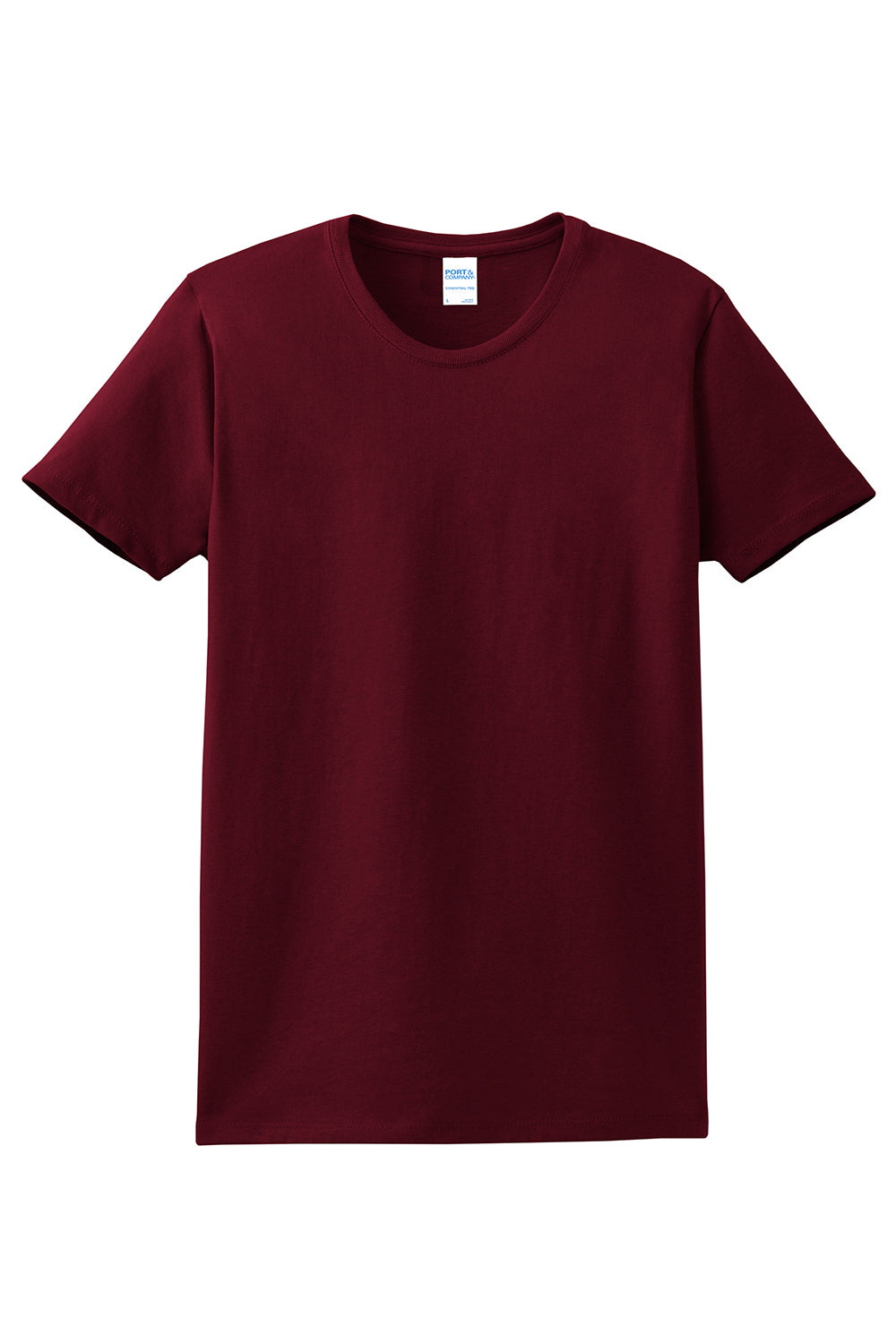 Port & Company LPC61 Womens Essential Short Sleeve Crewneck T-Shirt Athletic Maroon Flat Front