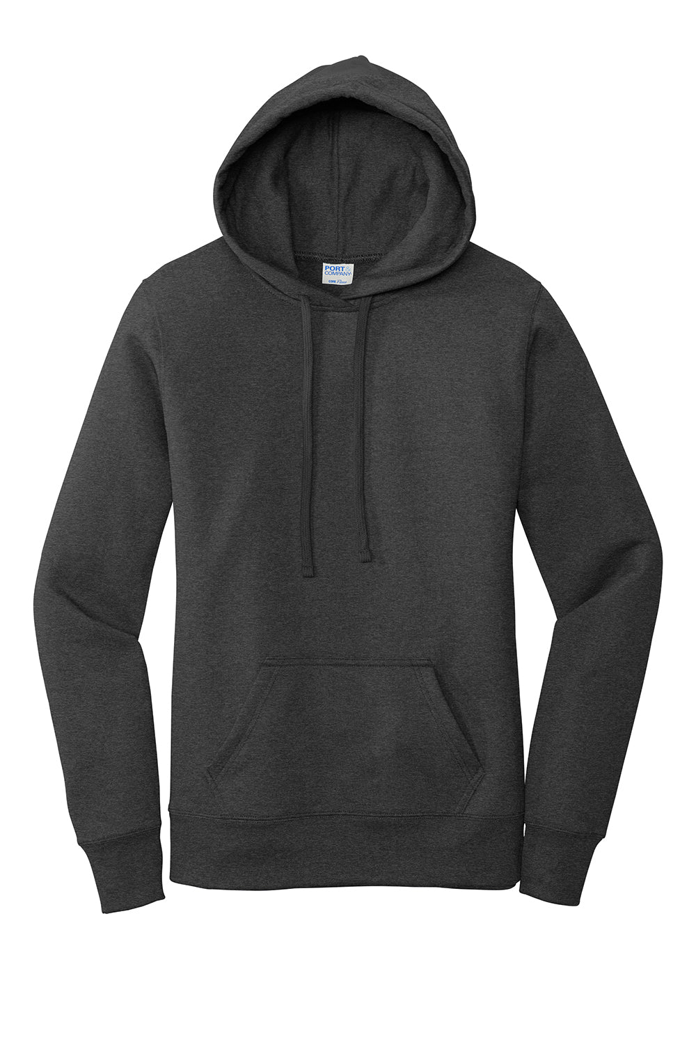 Port & Company LPC78H Womens Core Fleece Hooded Sweatshirt Hoodie Heather Dark Grey Flat Front