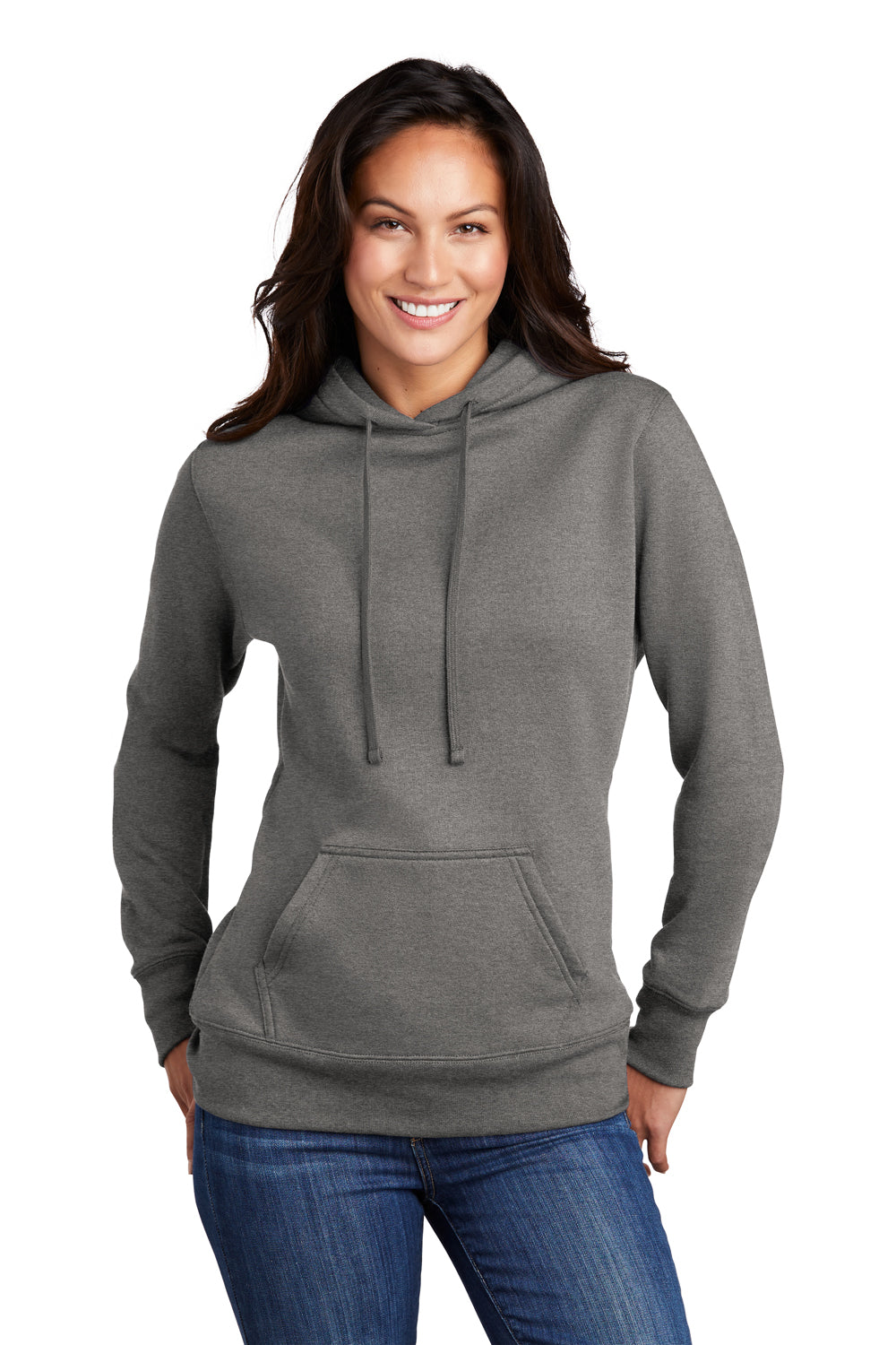 Port Company LPC78H Womens Heather Graphite Grey Core Fleece Hooded Sweatshirt Hoodie BigTopShirtShop