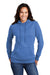 Port & Company LPC78H Womens Core Fleece Hooded Sweatshirt Hoodie Heather Royal Blue Model Front