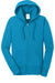 Port & Company LPC78ZH Womens Core Pill Resistant Fleece Full Zip Hooded Sweatshirt Hoodie Neon Blue Flat Front