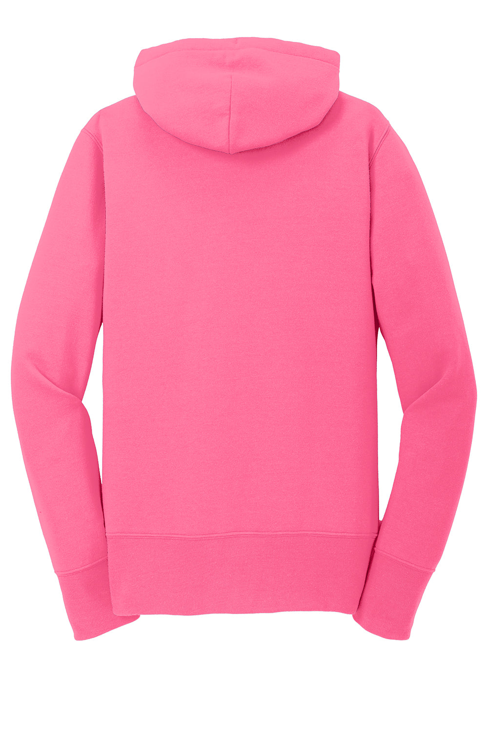 Port & Company LPC78ZH Womens Core Pill Resistant Fleece Full Zip Hooded Sweatshirt Hoodie Neon Pink Flat Back