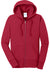 Port & Company LPC78ZH Womens Core Pill Resistant Fleece Full Zip Hooded Sweatshirt Hoodie Red Flat Front