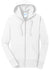 Port & Company LPC78ZH Womens Core Pill Resistant Fleece Full Zip Hooded Sweatshirt Hoodie White Flat Front