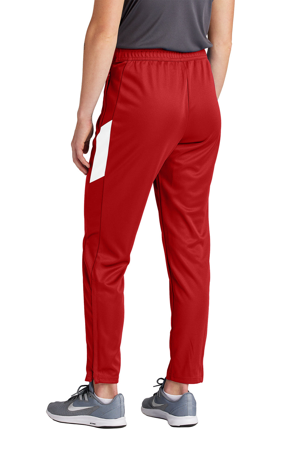 Sport-Tek LPST800 Womens Travel Pants w/ Pockets Deep Red/White Model Back