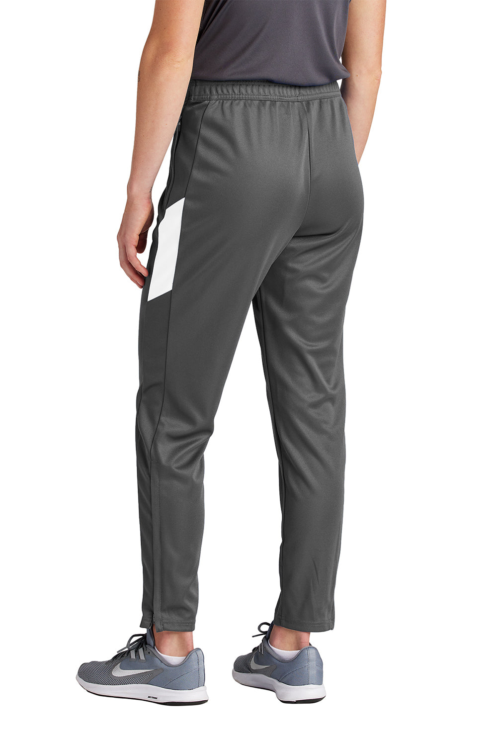 Sport-Tek LPST800 Womens Travel Pants w/ Pockets Iron Grey/White Model Back