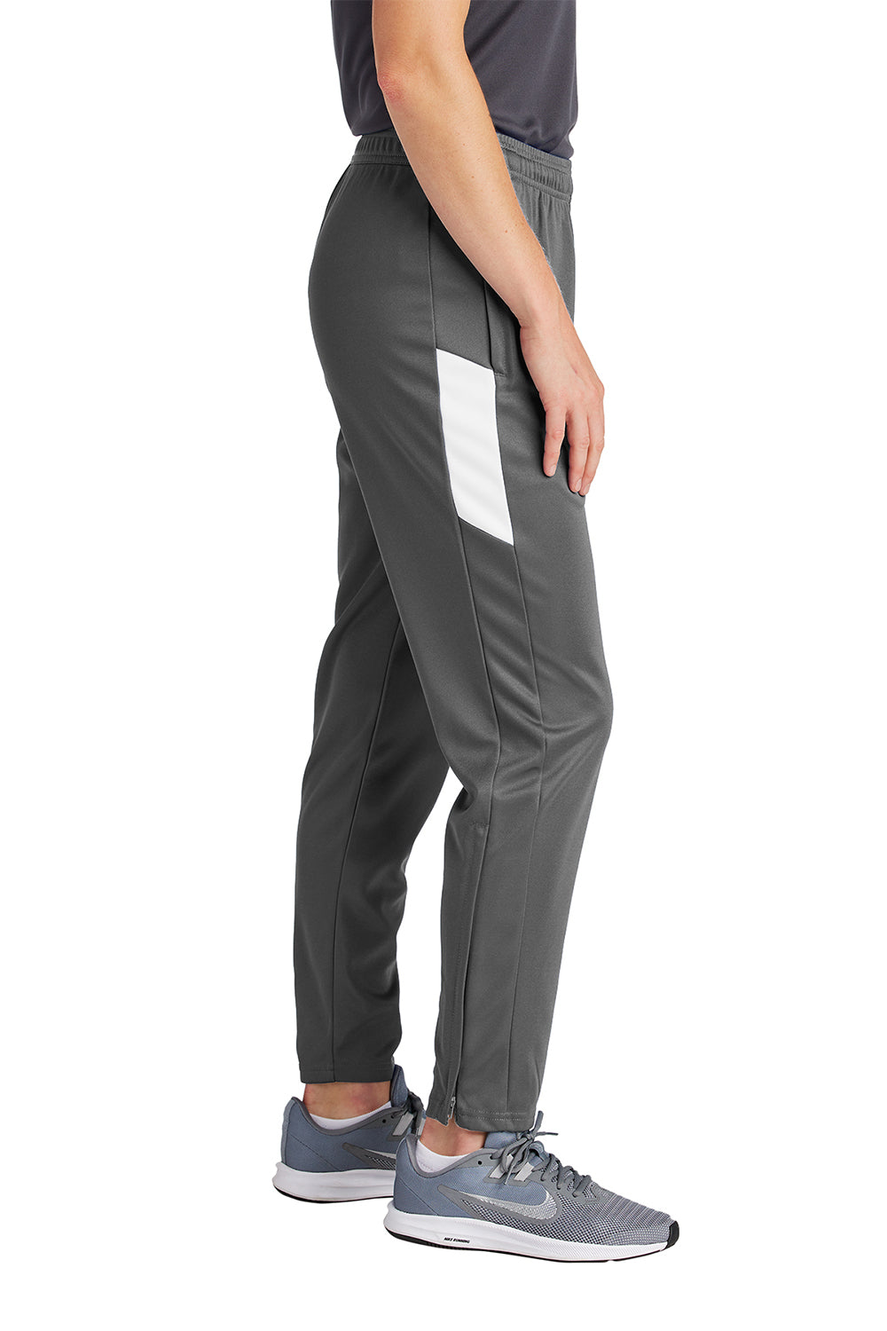 Sport-Tek LPST800 Womens Travel Pants w/ Pockets Iron Grey/White Model Side