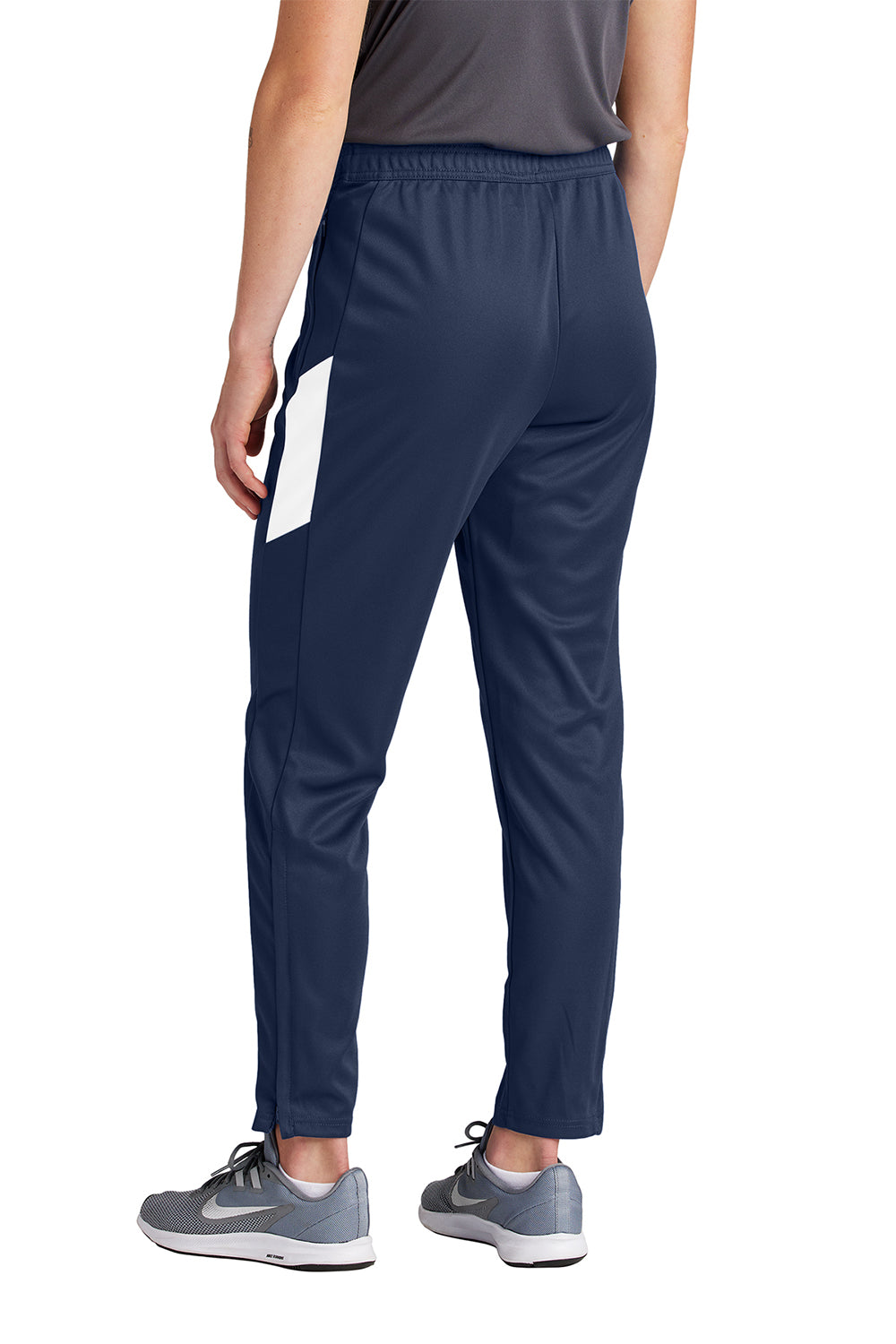 Sport-Tek LPST800 Womens Travel Pants w/ Pockets True Navy Blue/White Model Back