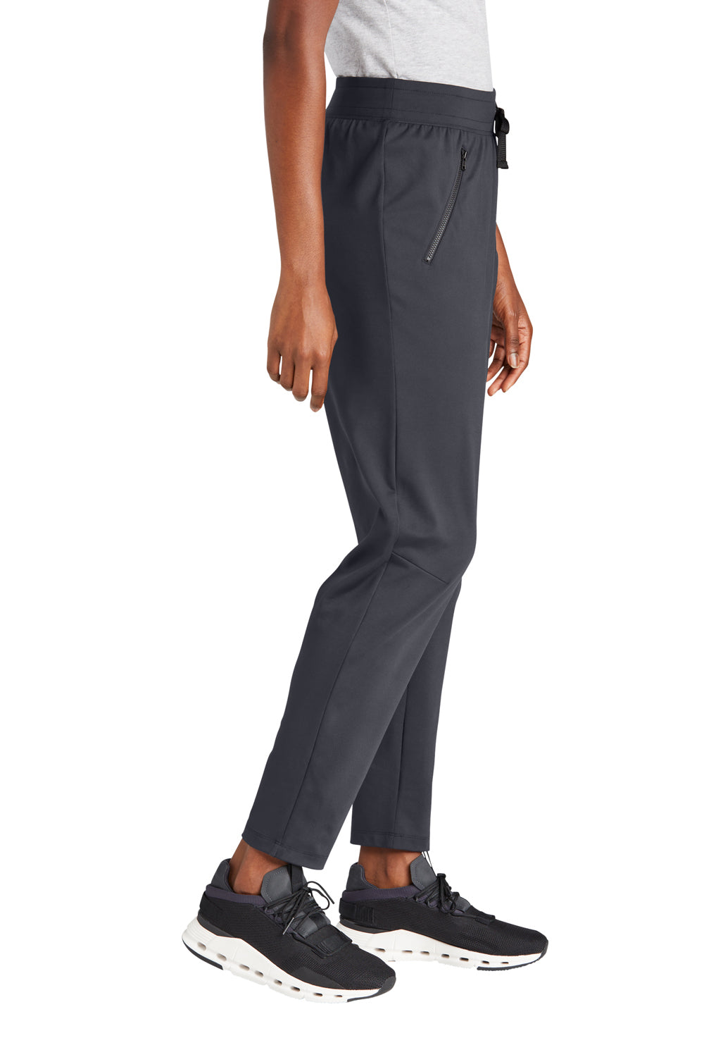 Sport-Tek LPST871 Womens Circuit Jogger Sweatpants w/ Pockets Graphite Grey Model Side