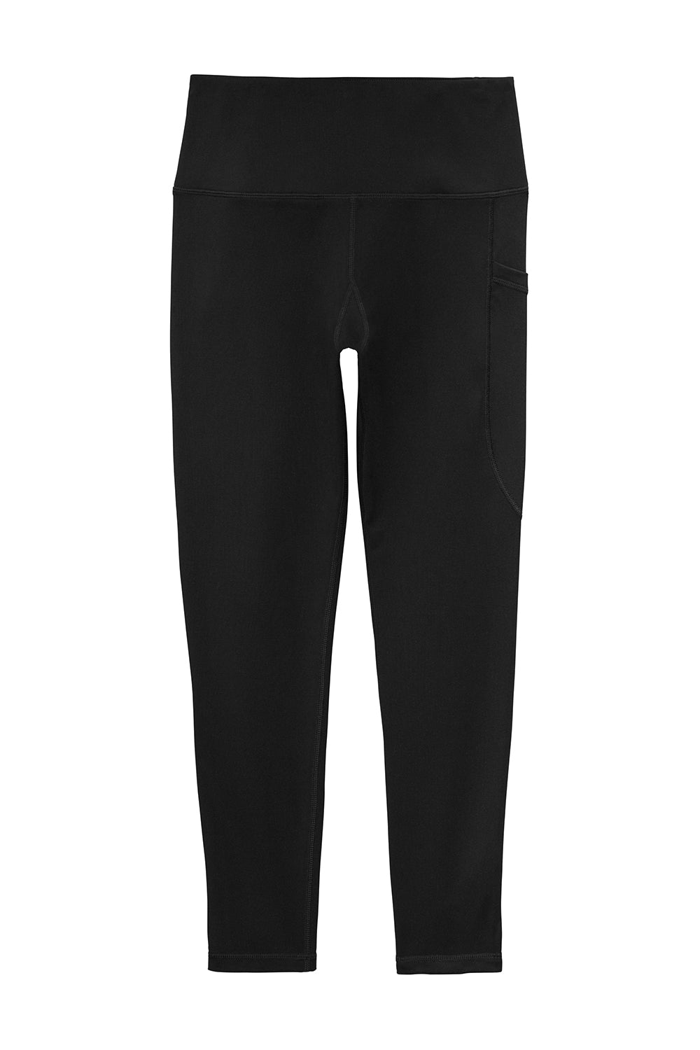 Sport-Tek LPST891 Womens Moisture Wicking High Rise Leggings Black Flat Back