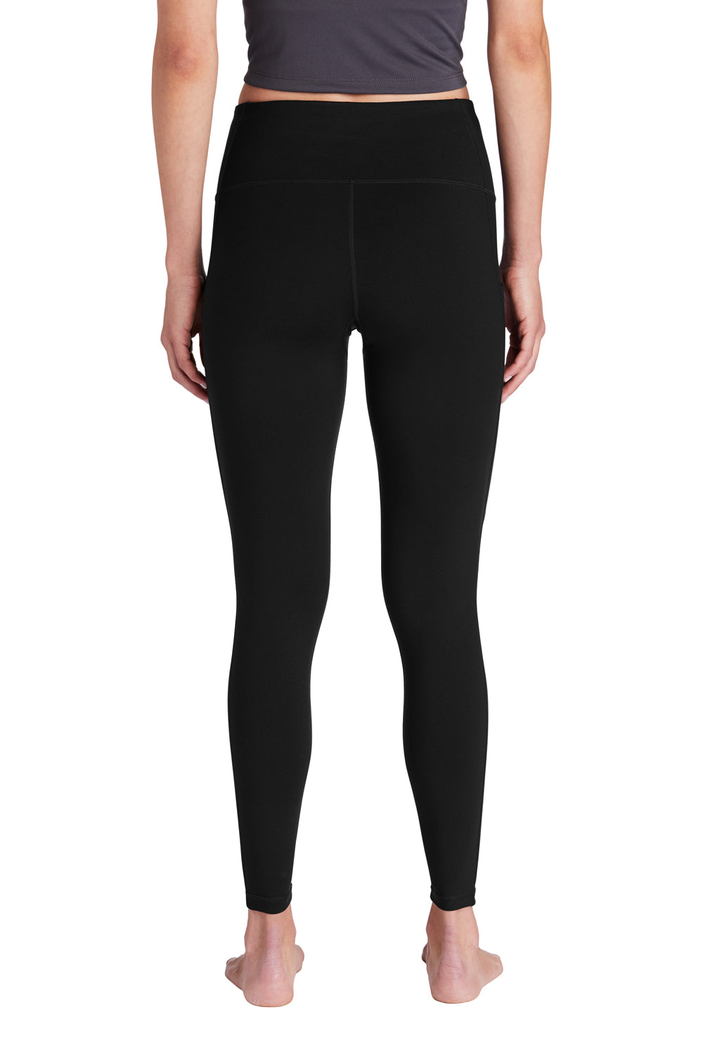 Sport-Tek LPST891 Womens Moisture Wicking High Rise Leggings Black Model Back