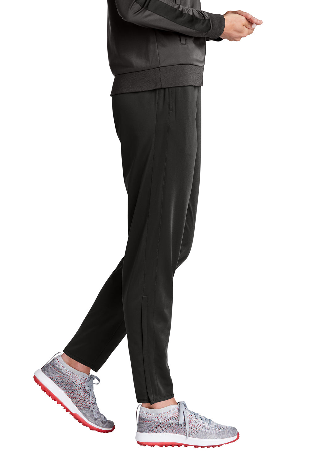 Sport-Tek LPST95 Womens Tricot Track Pants w/ Pockets Black Model Side