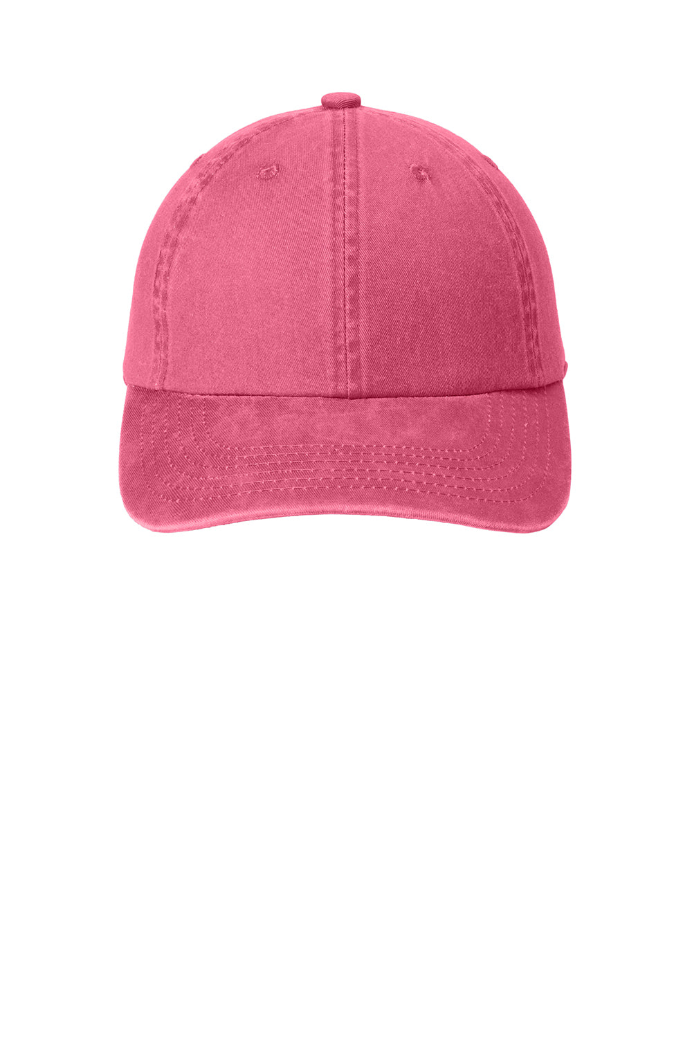 Port Authority LPWU Garment Washed Adjustable Hat Bright Pink Flat Front