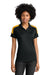 Sport-Tek LST104 Womens Competitor United Short Sleeve Polo Shirt Black/Gold Model Front