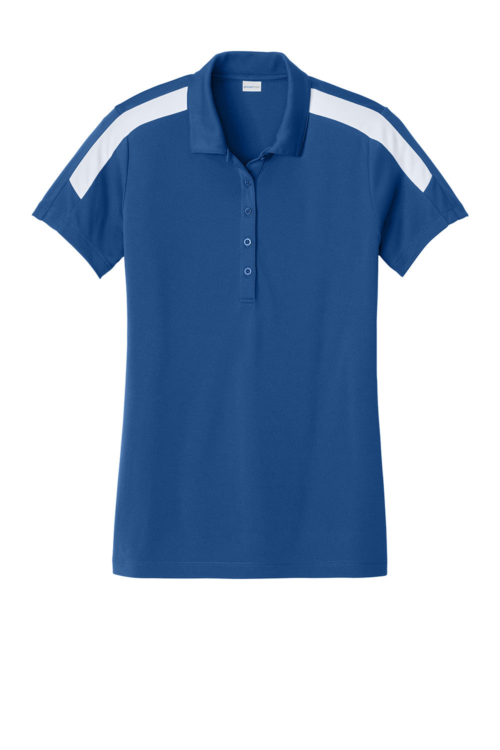 Sport-Tek LST104 Womens Competitor United Short Sleeve Polo Shirt Royal Blue/White Flat Front