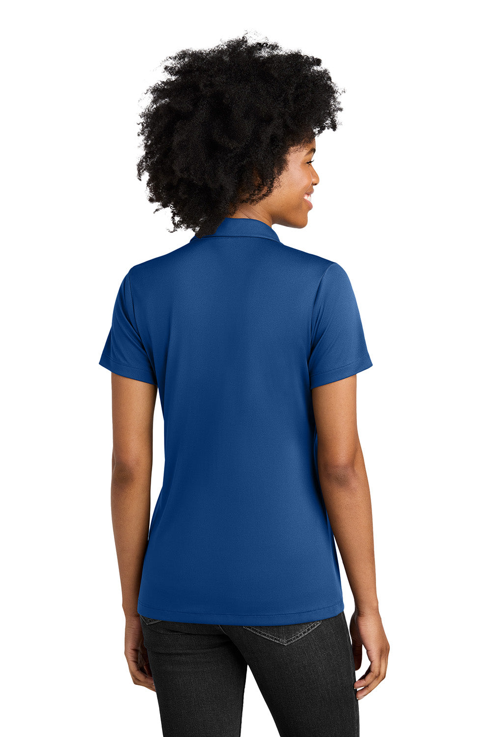 Sport-Tek LST104 Womens Competitor United Short Sleeve Polo Shirt Royal Blue/White Model Back