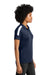 Sport-Tek LST104 Womens Competitor United Short Sleeve Polo Shirt True Navy Blue/White Model Side