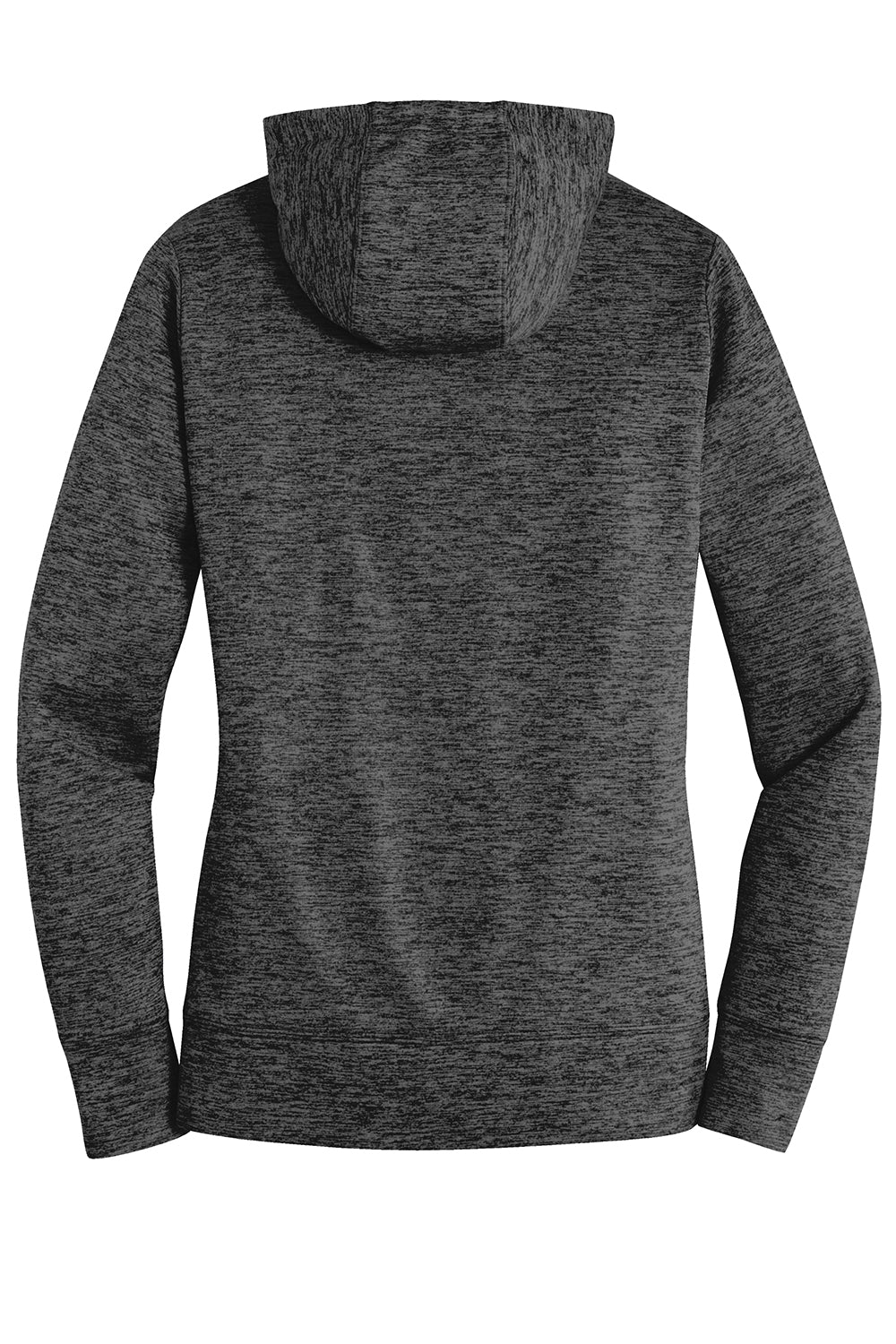 Sport-Tek LST225 Womens Electric Heather Moisture Wicking Fleece Hooded Sweatshirt Hoodie Grey Black Electric Flat Back