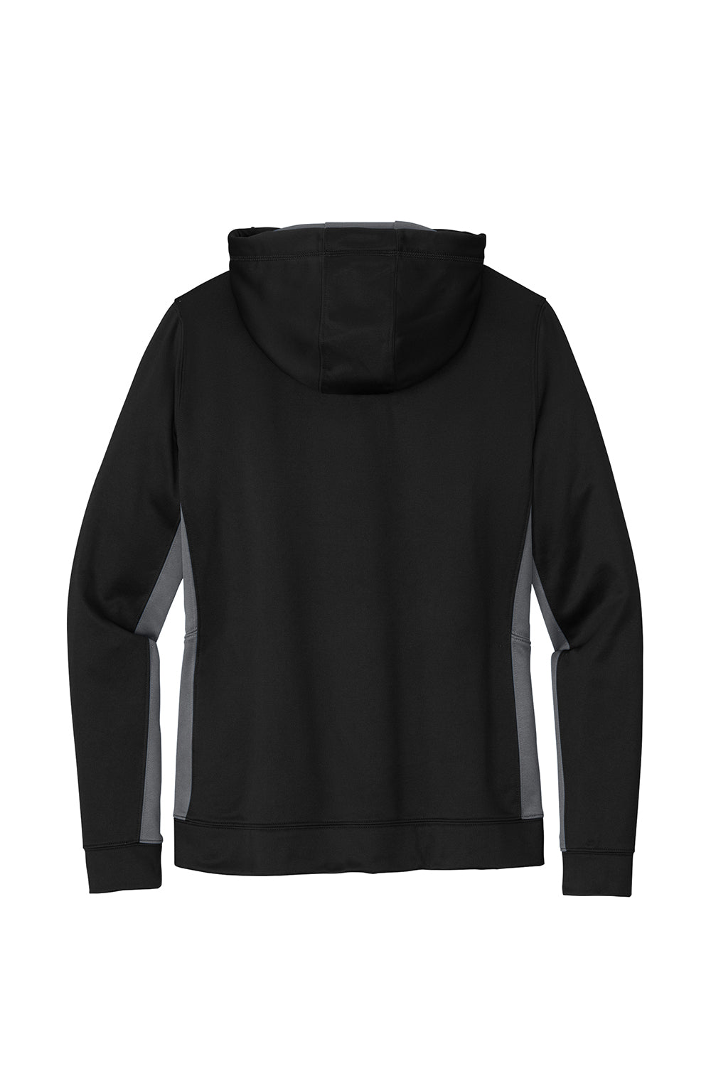 Sport-Tek LST235 Womens Sport-Wick Moisture Wicking Fleece Hooded Sweatshirt Hoodie Black/Dark Smoke Grey Flat Back