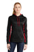 Sport-Tek LST235 Womens Sport-Wick Moisture Wicking Fleece Hooded Sweatshirt Hoodie Black/Deep Red Model Front