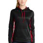 Sport-Tek Womens Sport-Wick Moisture Wicking Fleece Hooded Sweatshirt Hoodie - Black/Deep Red