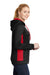 Sport-Tek LST235 Womens Sport-Wick Moisture Wicking Fleece Hooded Sweatshirt Hoodie Black/Deep Red Model Side