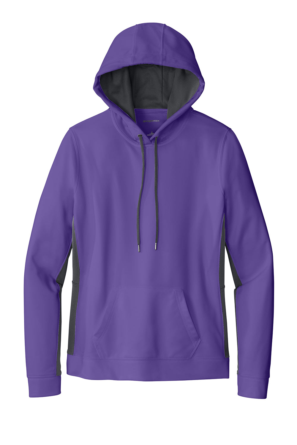 Sport-Tek LST235 Womens Sport-Wick Moisture Wicking Fleece Hooded Sweatshirt Hoodie Purple/Dark Smoke Grey Flat Front