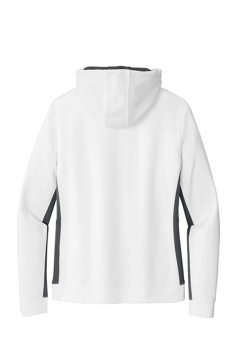 Sport-Tek LST235 Womens Sport-Wick Moisture Wicking Fleece Hooded Sweatshirt Hoodie White/Dark Smoke Grey Flat Back