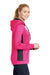 Sport-Tek LST235 Womens Sport-Wick Moisture Wicking Fleece Hooded Sweatshirt Hoodie Neon Pink/Black Model Side