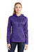 Sport-Tek LST235 Womens Sport-Wick Moisture Wicking Fleece Hooded Sweatshirt Hoodie Purple/Dark Smoke Grey Model Front