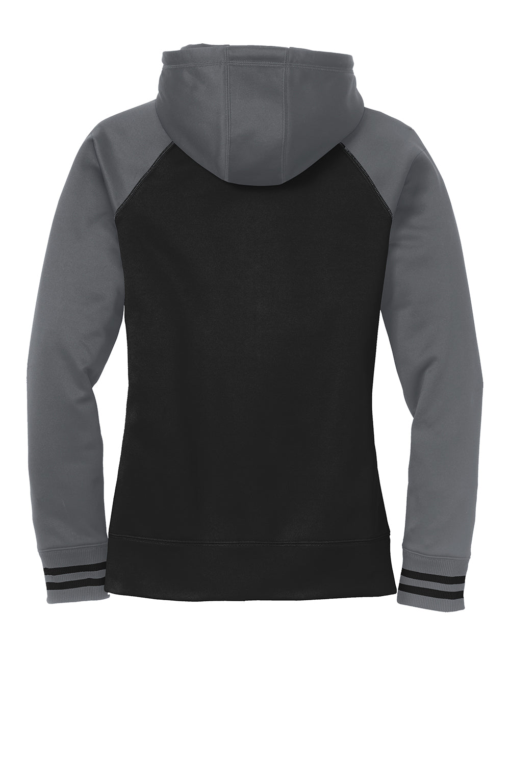 Sport-Tek LST236 Womens Sport-Wick Moisture Wicking Fleece Hooded Sweatshirt Hoodie Black/Dark Smoke Grey Flat Back