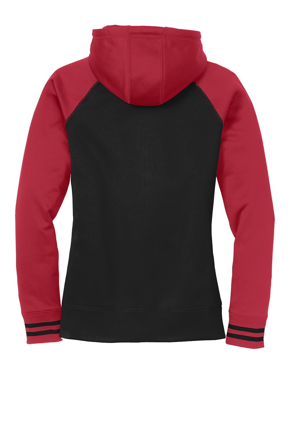 Sport-Tek LST236 Womens Sport-Wick Moisture Wicking Fleece Hooded Sweatshirt Hoodie Black/Deep Red Flat Back