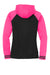 Sport-Tek LST236 Womens Sport-Wick Moisture Wicking Fleece Hooded Sweatshirt Hoodie Black/Neon Pink Flat Back