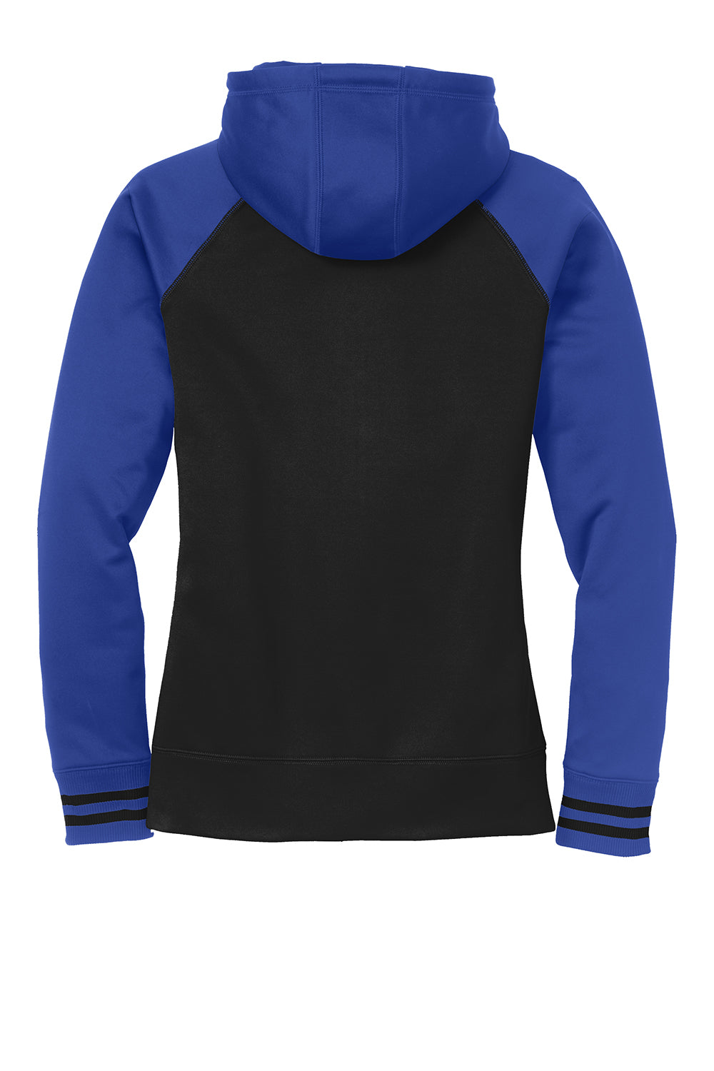 Sport-Tek LST236 Womens Sport-Wick Moisture Wicking Fleece Hooded Sweatshirt Hoodie Black/True Royal Blue Flat Back