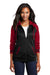 Sport-Tek LST236 Womens Sport-Wick Moisture Wicking Fleece Hooded Sweatshirt Hoodie Black/Deep Red Model Front