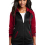 Sport-Tek Womens Sport-Wick Moisture Wicking Fleece Hooded Sweatshirt Hoodie - Black/Deep Red