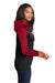 Sport-Tek LST236 Womens Sport-Wick Moisture Wicking Fleece Hooded Sweatshirt Hoodie Black/Deep Red Model Side