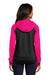 Sport-Tek LST236 Womens Sport-Wick Moisture Wicking Fleece Hooded Sweatshirt Hoodie Black/Neon Pink Model Back