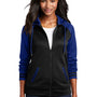 Sport-Tek Womens Sport-Wick Moisture Wicking Fleece Hooded Sweatshirt Hoodie - Black/True Royal Blue