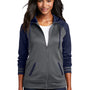 Sport-Tek Womens Sport-Wick Moisture Wicking Fleece Hooded Sweatshirt Hoodie - Dark Smoke Grey/Navy Blue