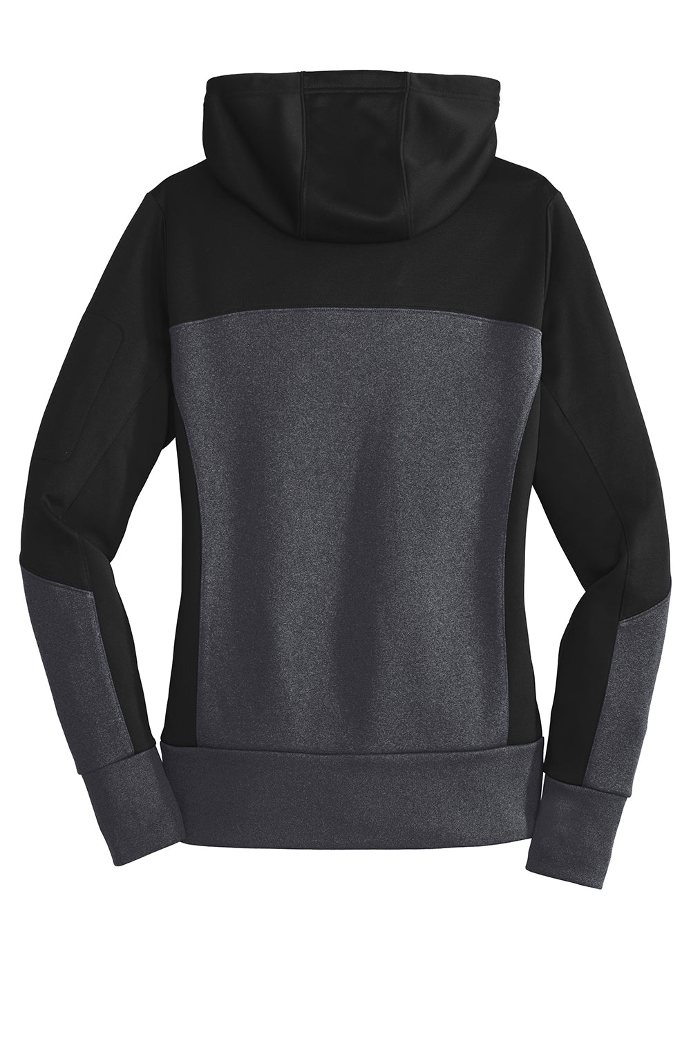 Sport-Tek LST245 Womens Moisture Wicking Full Zip Tech Fleece Hooded Jacket Black/Heather Graphite Grey Flat Back