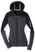 Sport-Tek LST245 Womens Moisture Wicking Full Zip Tech Fleece Hooded Jacket Black/Heather Graphite Grey/White Flat Front