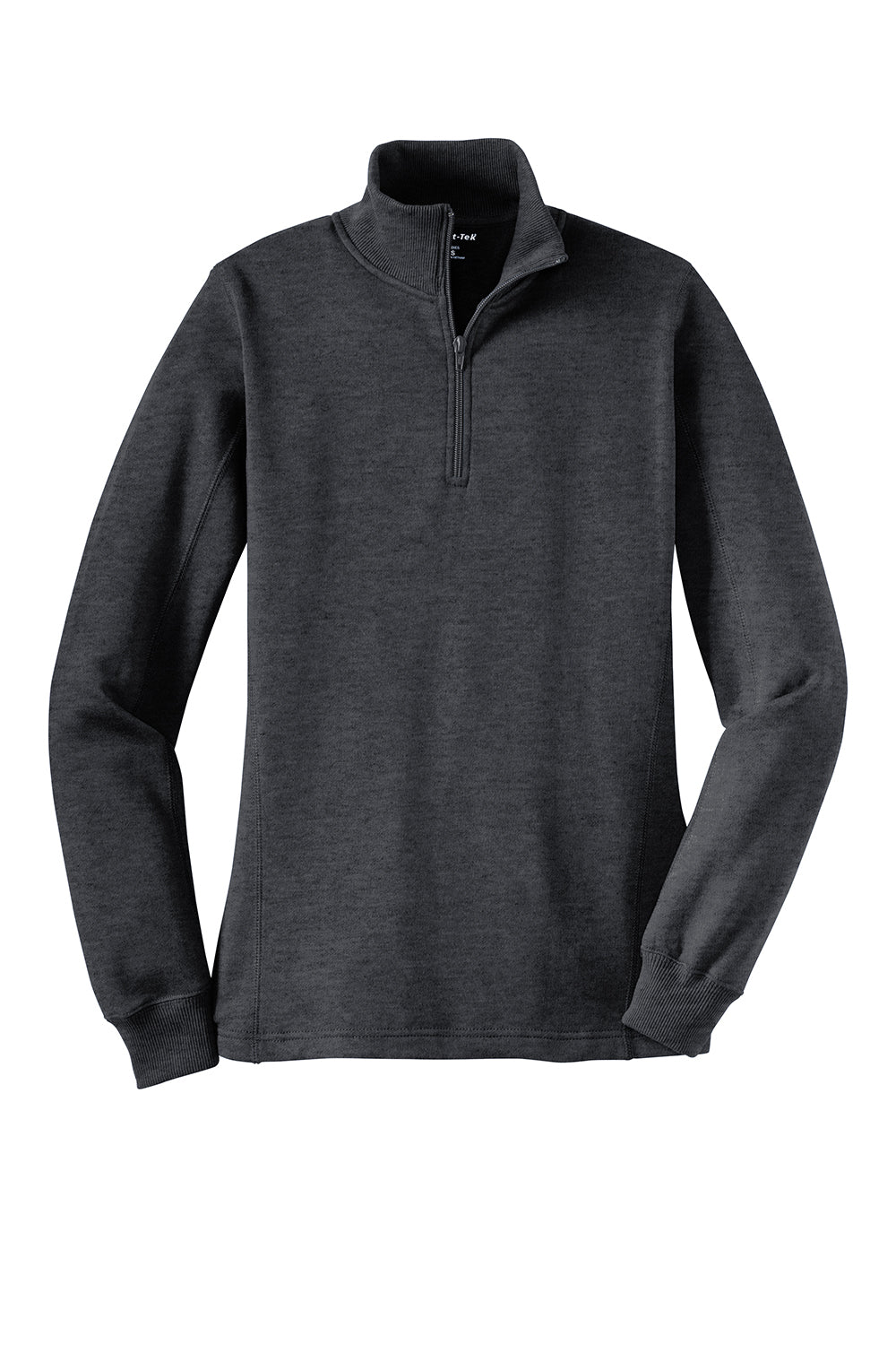 Sport-Tek LST253 Womens Shrink Resistant Fleece 1/4 Zip Sweatshirt Heather Graphite Grey Flat Front